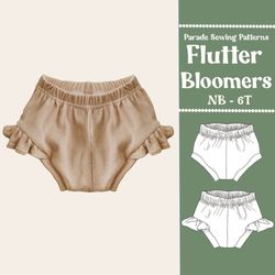 flutter bloomers sewing pattern | baby bloomer pattern, diaper cover pattern, sewing pattern pdf, a0 sewing pattern