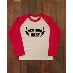 Achtung Baby Long Sleeve Baseball Top (Red)