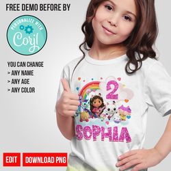 Personalize Gabby's House Birthday Girl Shirt PNG Digital Instant Download