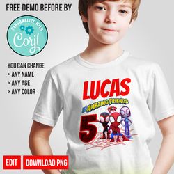 Personalize Spidey and His Amazing Friends Birthday Shirt Digital Instant Download