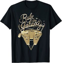 Star Wars Last Jedi Gold Bling Falcon Graphic T-Shirt