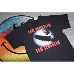 vintage led zeppelin shirt size large vtg faded black rock band tee sz l single stitch