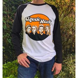classic rock baseball tee with jimi hendrix, john lennon, jim morrison and elvis inspired by 60s 70s graphic band tees