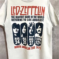 led-zeppelin north america tour band shirt, led-zeppelin tour 1975, rock band led-zeppelin, rock band tee