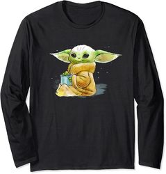 Star Wars The Mandalorian The Child Drink Soup Illustration Long Sleeve