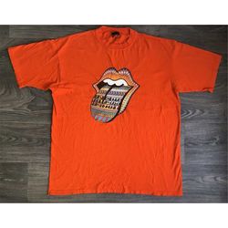 ROLLING STONES Shirt 1997 Vintage Bridges To Babylon World Tour Tshirt RARE! Orange Tongue Rock Music Band Mick Jagger T