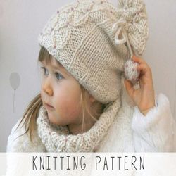 knitting pattern girls hat x chunky hat knit pattern x cowl knitting pattern x winter hat knit x knit faux cables