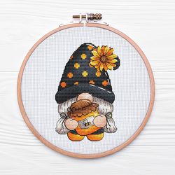 Gnome Cross Stitch, Dwarf Hand Embroidery Design, Fairy Creature Cross Stitch Pattern, Honey Pot Needlepoint PDF File