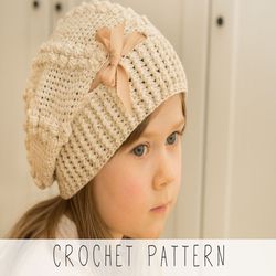 girls hat crochet pattern slouch beanie crochet pattern toddler hat pattern winter toque pattern bow hat slouchy beanie