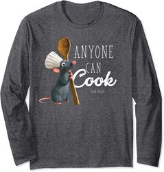 Disney Pixar Ratatouille Remy Anyone Can Cook Quote Long Sleeve