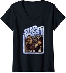 Womens Star Wars Chewbacca and Han Solo Rebel Friends V-Neck
