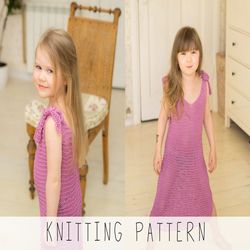 KNITTING PATTERN summer dress x Beginners dress knit pattern x Easy knit pattern x Beach dress pattern x Girls dress