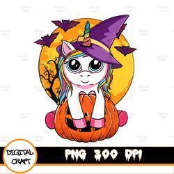 Cute Halloween PNG Girls Kids Witchy Unicorn Halloween PNG
