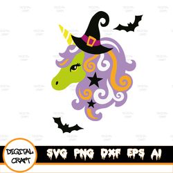 Witch SVG, Unicorn Svg, Halloween Unicorn Svg, Spooky Unicorn Svg, Unicorn Svg files for Cricut, Silhouette, Sublimation