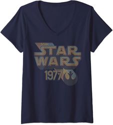 Womens Star Wars Rebel Logo Retro Line 1977 V-Neck