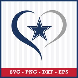 Dallas Cowboys Heart Logo Svg, Dallas Cowboys Clipart, Dallas Cowboys Cricut Svg, Dallas Cowboys Svg, NFL Svg File