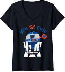 Womens Star Wars Valentine's Day R2-D2 You R2 Cute V-Neck
