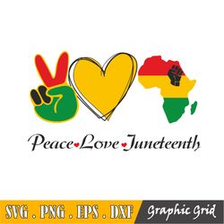 Peace Love Juneteenth Svg File, Layered For Cut In Vinyl With Cricut, Silhouette. Png, Dxf, Svg, Eps, Plt Cut Files Digi