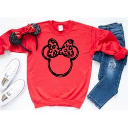 Minnie Mouse Sketch Leopard Sweatshirt | Disney Sweatshirt | Unisex Fit