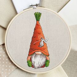 Gnome Cross Stitch Pattern PDF, Dwarf Counted Cross Stitch,Funny Hat Hand Embroidery,Cute Garden Gnome Embroidery Design