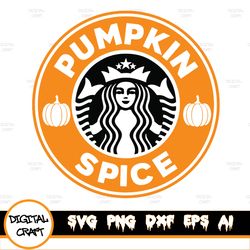 Pumpkin Spice Logo Svg, Starbucks Svg, Pumpkin, Fall Svg, Png, Cut File, Thanksgiving, Printable, Cricut, Digital Downlo