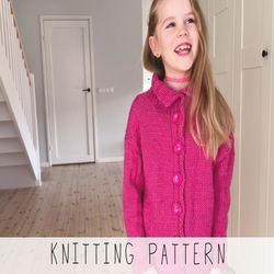 Kids cardigan KNITTING PATTERN Girls Cardigan Knit Pattern Girls Jumper Pattern Boys Cardigan Pattern Pullover Knit