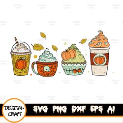 Pumpkin Spice Clipart Images Digital Stamps svg , Autumn Clipart Foods Donuts Frappe Coffee, Pumpkin Pie Cake Pop Clip A