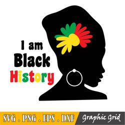 Black History Svg/Png/Jpg, I Am Black History Afro American Pride Sublimation Design Eps Dxf, Melanin Black Power Commer