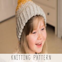 KNITTING PATTERN ombre hat x Cable hat knit pattern x Toque hat pattern x Basketweave stitch hat x Kids hat pattern