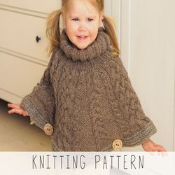 Cable Poncho KNITTING PATTERN Kids Poncho Knit Pattern Cape Kids Chunky Poncho Toddle Poncho Knit Pattern Knit Cable