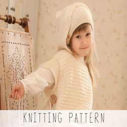 KNITTING PATTERN hooded poncho x Kids poncho knit pattern x Aran poncho x Beginners poncho knitting pattern x Easy