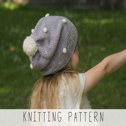 KNITTING PATTERN slouchy hat x Winter hat knit pattern x Easy slouch hat x Kids beanie pattern x Toque knit pattern