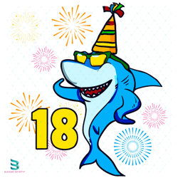 Shark 18th Birthday Svg, Birthday Svg, 18 Years Old Svg, 16 Years Old