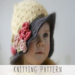 KNITTING PATTERN sun brim hat x Girls summer hat knit pattern x Toddler hat x Easy brimmed hat pattern x Ella hat