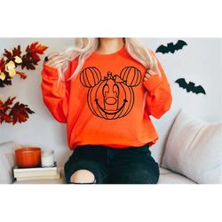 Mickey Mouse Pumpkin Orange Sweatshirt| Disney Halloween Sweatshirt