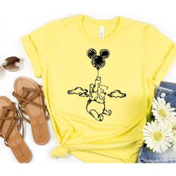 Pooh With Balloon Shirt| Disney Shirts| Disney shirts for women| Winnie The Pooh Shirt|