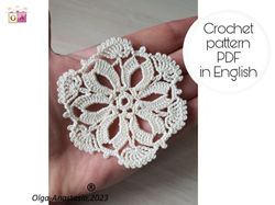 Openwork antique flower pattern , table decor crochet pattern , crochet pattern , crochet flower pattern .