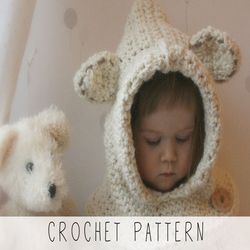 crochet pattern polar bear hooded cowl x kids animal snood crochet pattern x bear hoodie x bear pattern x scoodie