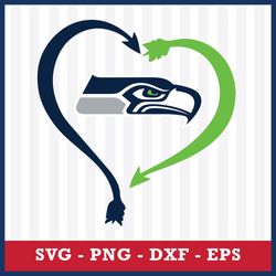 Seattle Seahawks Heart Logo Svg, Seattle Seahawks Svg, Seattle Seahawks Cricut Svg, NFL Svg, Png Dxf Eps File