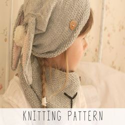 bunny hat knitting pattern kids hat with bunny ears knit pattern animal hat knit pattern toddler slouch hat pattern