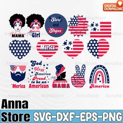 4th of July SVG Bundle, Messy Bundle Svg,Proud To Be An American Svg,God Bless American Svg, Mama Svg Bundle
