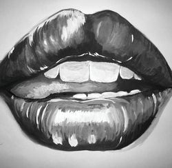Lips Painting, Lips Wall Decor, Lips Acrylic Painting on Canvas, Sexy Lips Wall Art, Lips Original Canvas Art