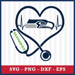 Seattle Seahawks Stethoscope Heart Svg, Seattle Seahawks Svg, Seattle Seahawks Cricut Svg, NFL Svg, Png Dxf Eps File
