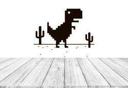 Dinosaur Google Sticker, Internet, Pixel, 8 Bit, 16 Bit Picture, Computer Game Wall Sticker Vinyl Decal Mural Art Decor