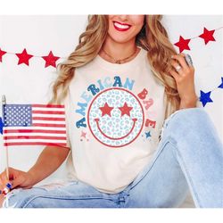 Retro American Babe Shirt| Comfort Colors Shirt|  Fourth of July TShirt|  American tee| Vintage 4th of July shirt| Fourt