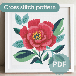 Simple Cross Stitch Pattern Flower / Cross Stitch Chart PDF / Beginner Embroidery Pattern PDF / Embroidery DIY
