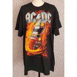 ac/dc thunderstruck guitar vintage style band tee, classic concert tee