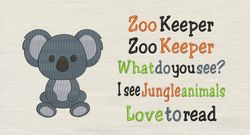 Zoo Keeper with koala embroidery 2 designs reading pillow-INSTANT D0WNL0AD