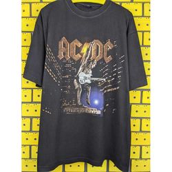 Vintage 2000 AC/DC T-Shirt Stiff Upper Lip World Tour Hard Rock Heavy Metal Band Merch Tee Size XL