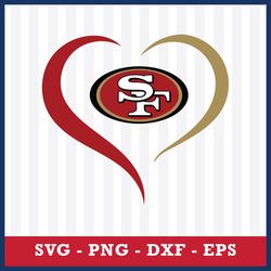 Heart Love San Francisco 49ers Svg, San Francisco 49ers Svg, San Francisco 49ers Cricut Svg, NFL Svg Digital File